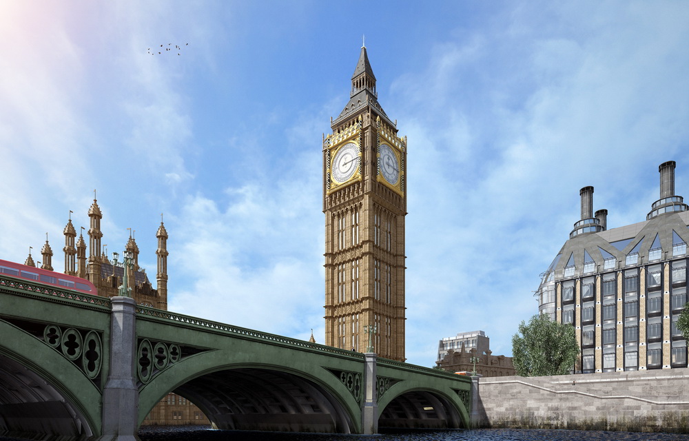 3Д моделирование моста и башни с Биг Беном