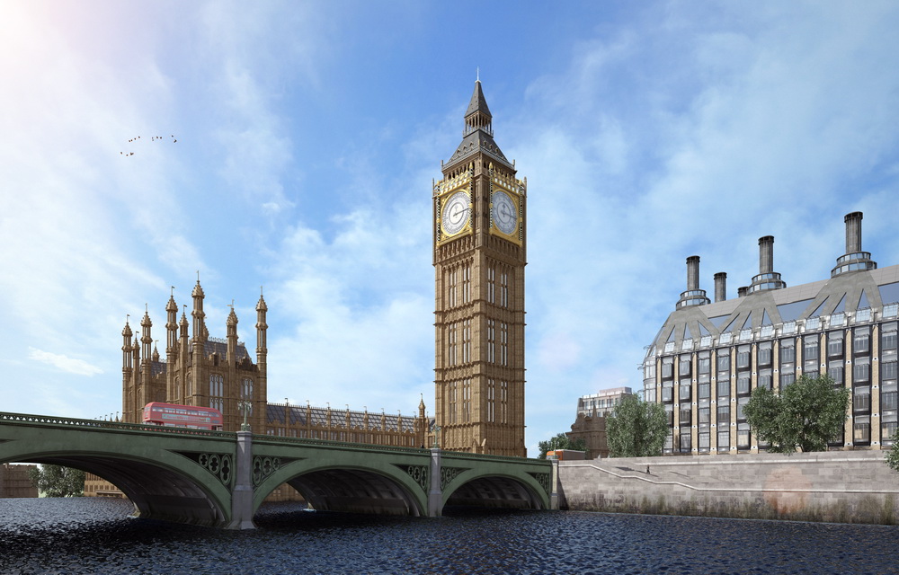 Фотореалистичная 3D визуализация часовой башни Вестминстерского дворца